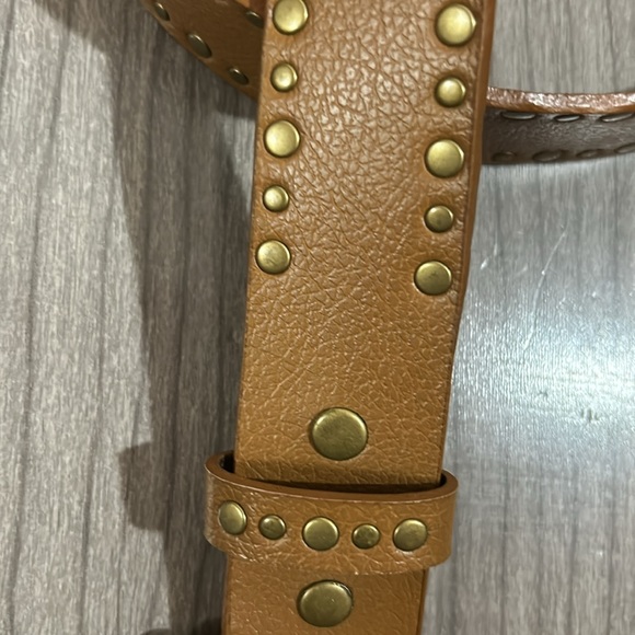 Genuine amber buckle leather belt, Sz L